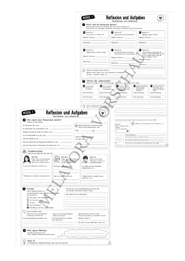 Klassenchat - Komplettpaket Module 1–10 Klassenchat Modul 1 Reflexion