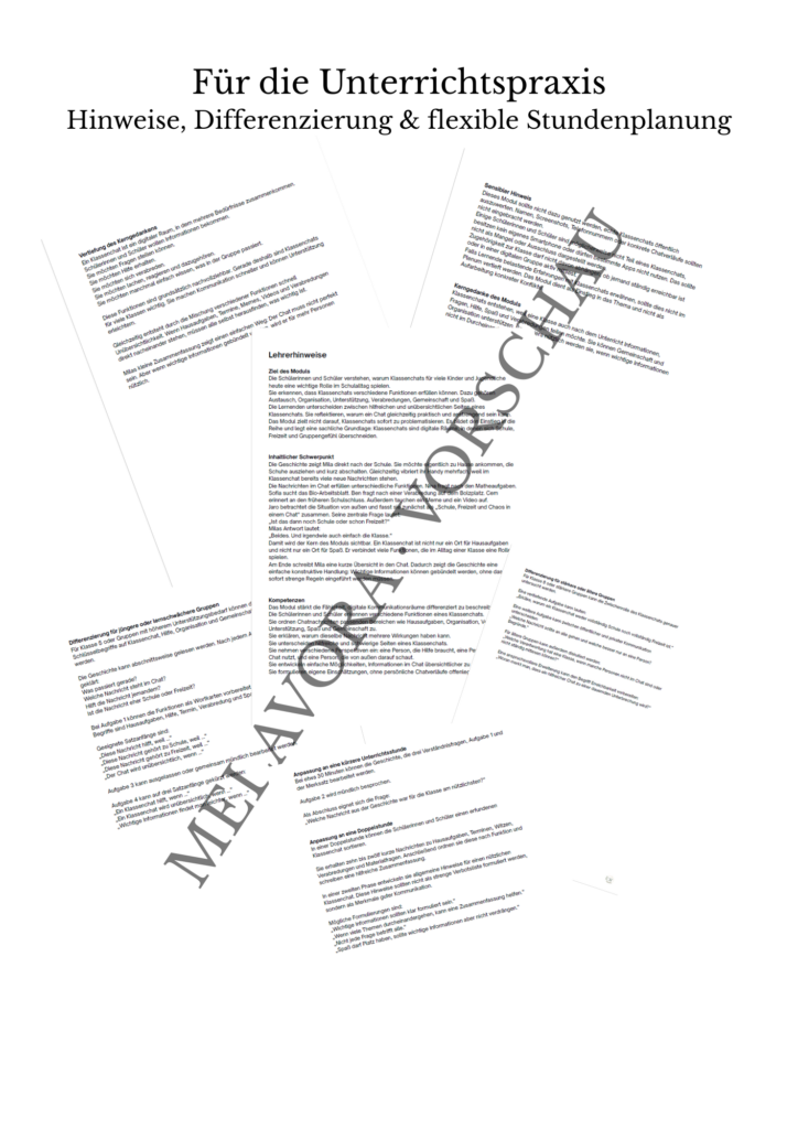 Klassenchat - Komplettpaket Module 1–10 Klassenchat Modul 1 Lehrerhinweise