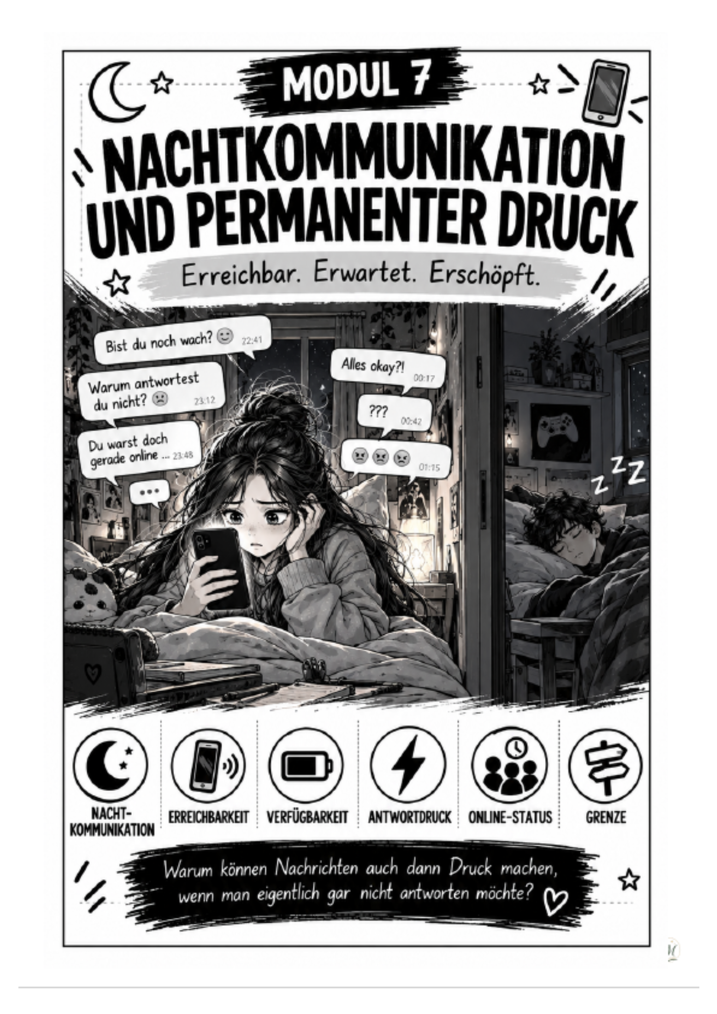 Klassenchat - Komplettpaket Module 1–10 Titelbild Nachtkommunikation und permanenter Druck