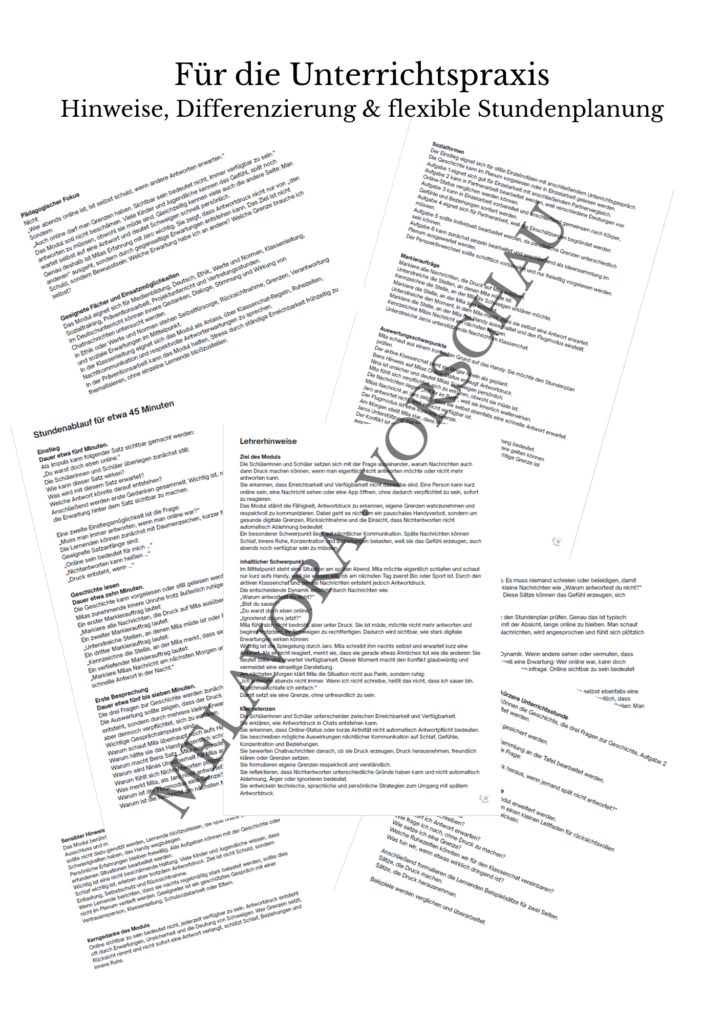 Klassenchat - Komplettpaket Module 1–10 Klassenchat Modul 7 Lehrerhinweise