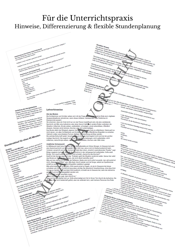Klassenchat - Komplettpaket Module 1–10 Klassenchat Modul 9 Lehrerhinweise