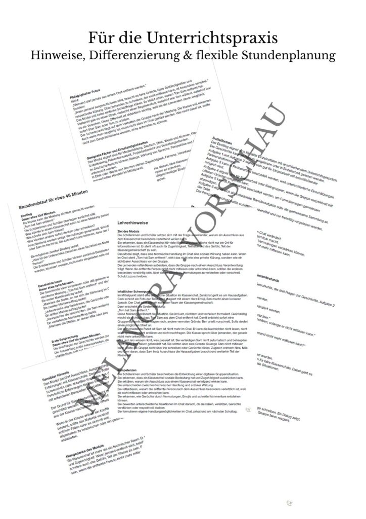 Klassenchat - Komplettpaket Module 1–10 Klassenchat Modul 4 Lehrerhinweise
